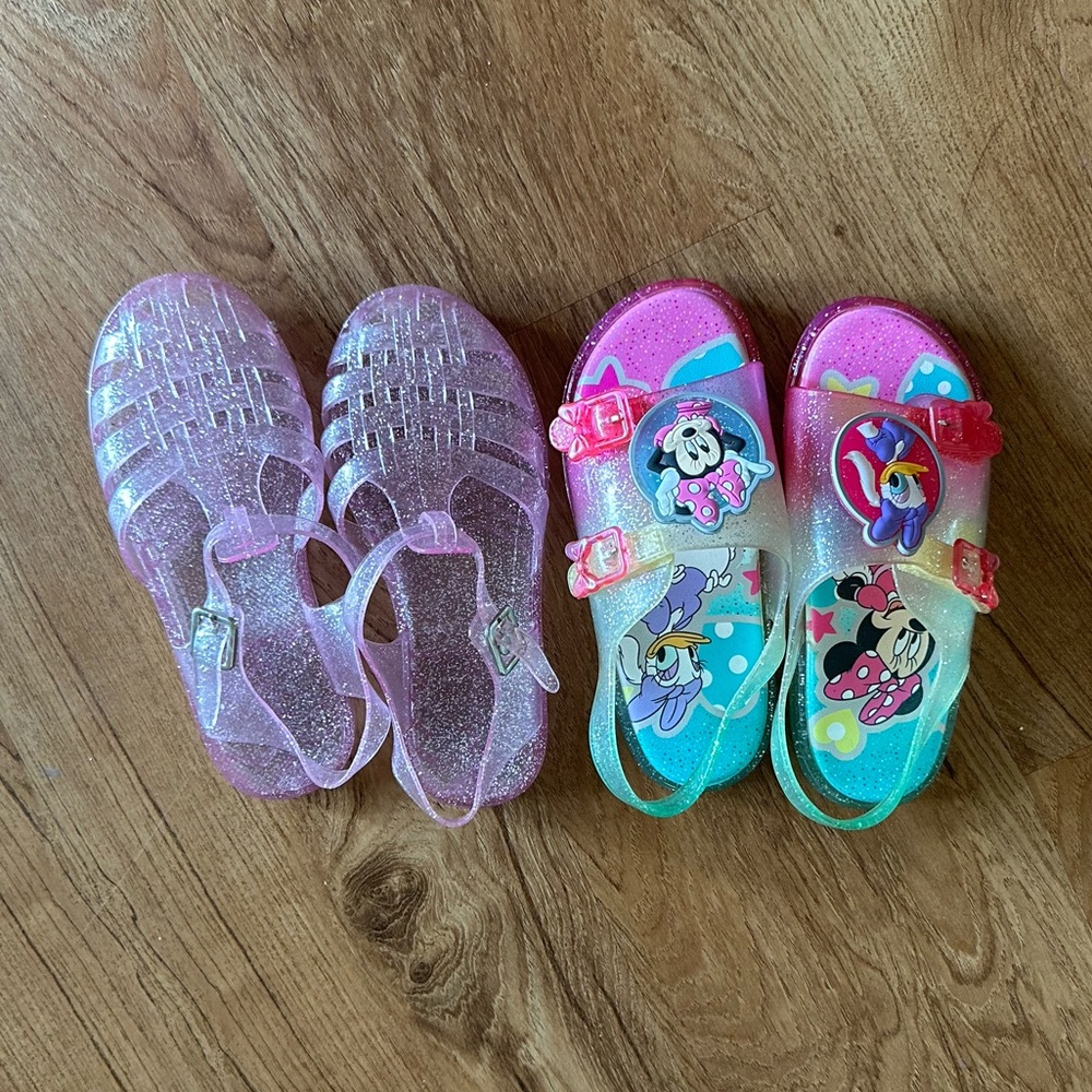 2 pairs of Sparkly Jelly Sandals 1 pink 2 Disney. Summer sandals